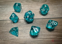 Chessex Dice - CHX23085 - Translucent Teal/White Polyhedral 7-Die Set